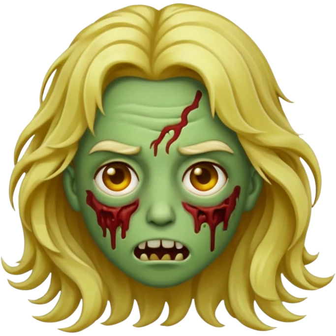 Make a zombie emoji with wavy hair and golden streaks. emoji