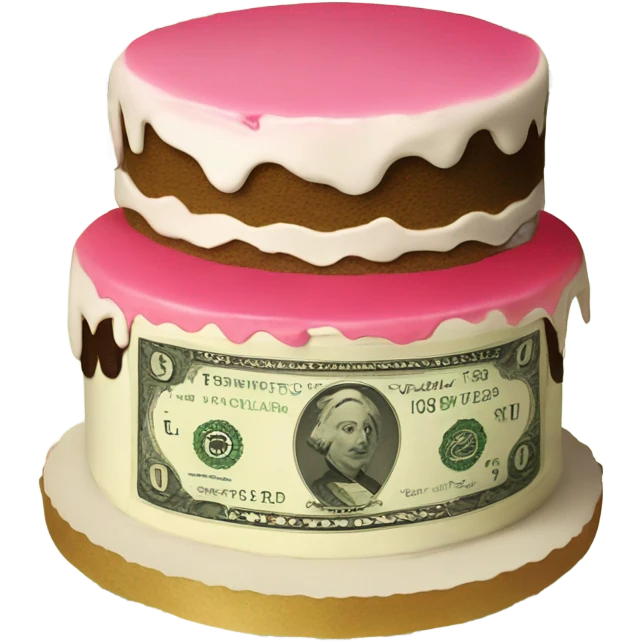 Dollar bill with a cake on it emoji