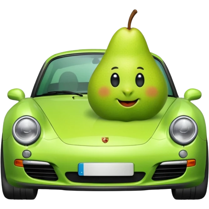 plain pear in a porshce withe black rims emoji