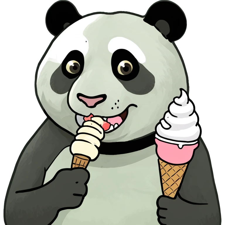 Panda eating ice cream emoji