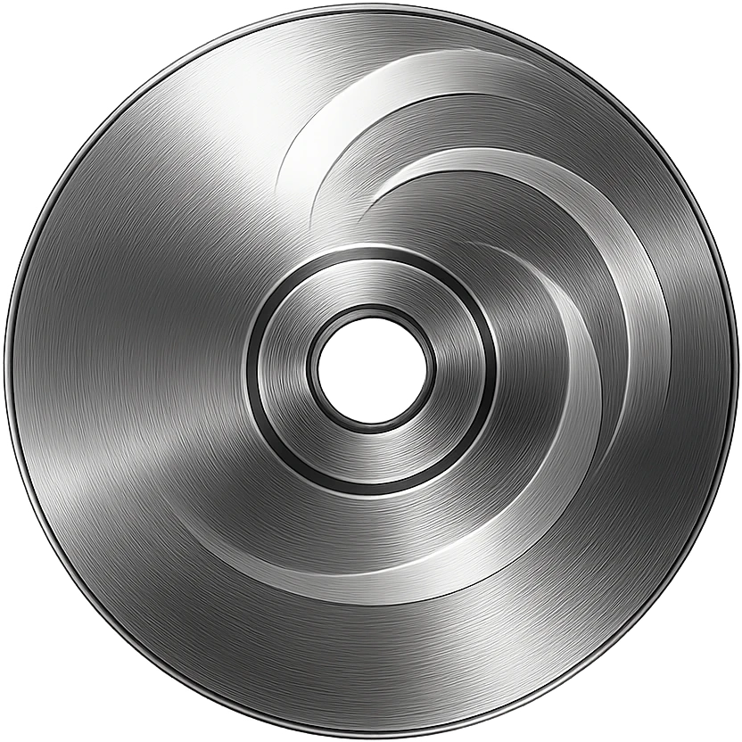 A minimalist CD disc with abstract pattern, glowing effect, blue color emoji