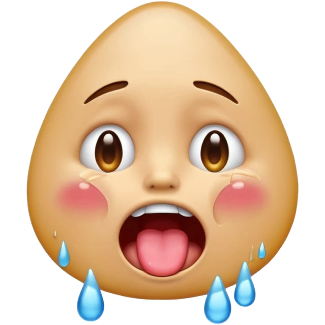 the crying emoji but realistic and it has its mouth open and you can see its tongue and its crying continually and you can see the stream emoji