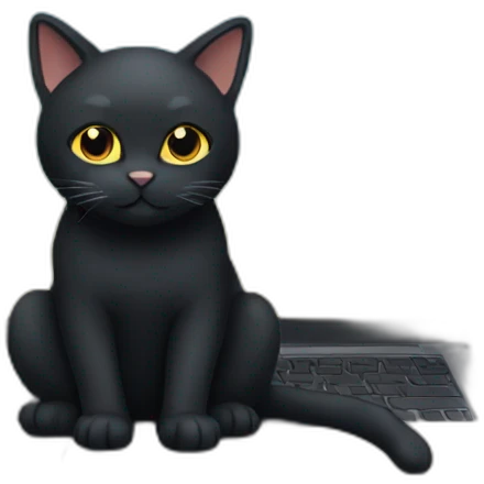 black cat using laptop emoji