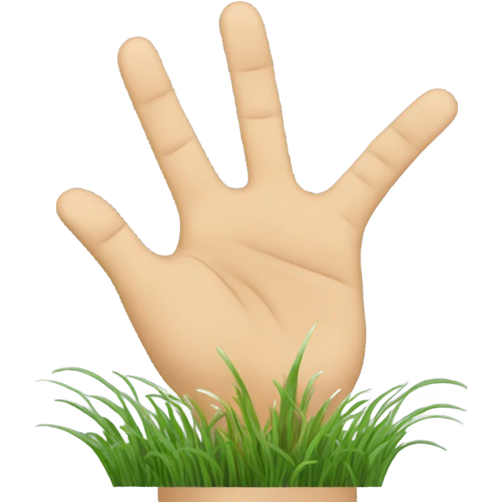 hand coming from the top and touch grass emoji