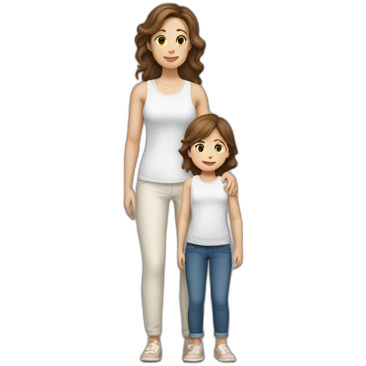 mother and child with brown hair5 and white skin full length emoji