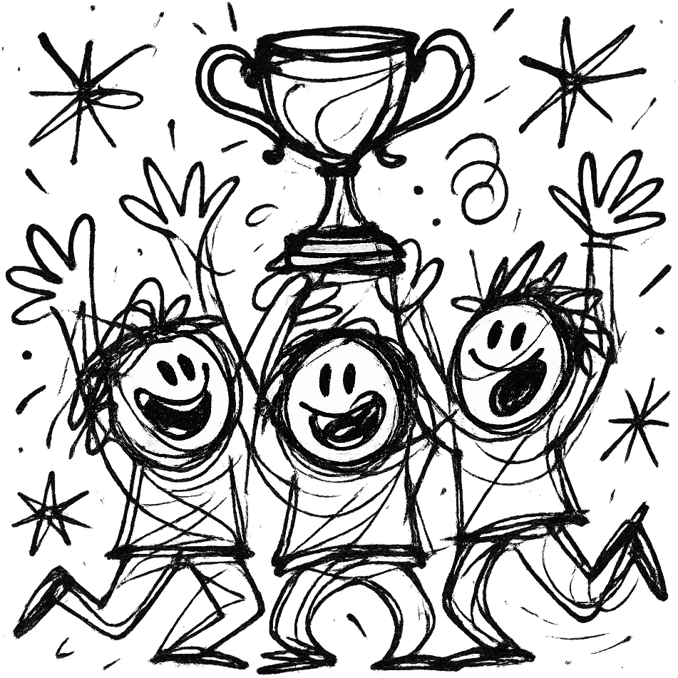 team celebrating with trophy emoji
