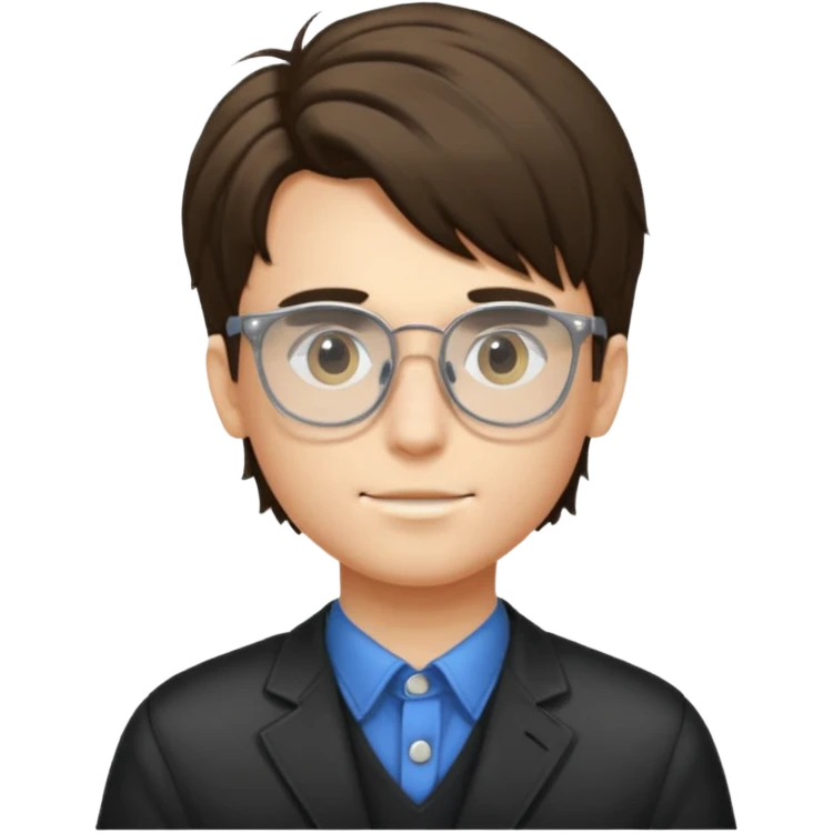 boy with tall hair with transparent glasses emoji