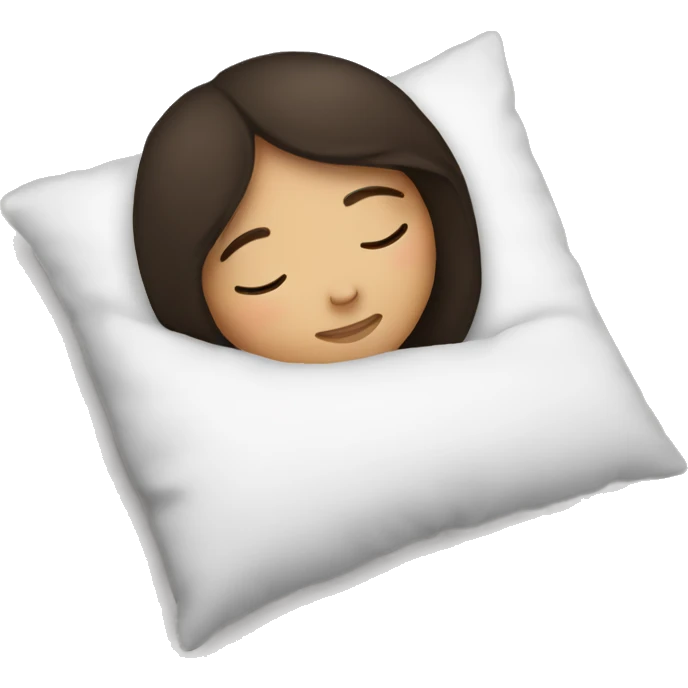 A brunette girl sleeps on a pillow emoji