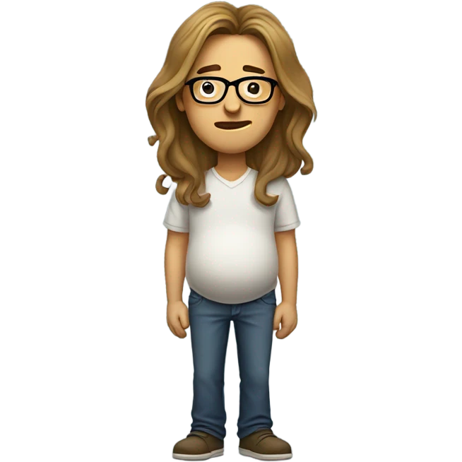 He's a guy with glasses, long hair, but he's pregnant. emoji
