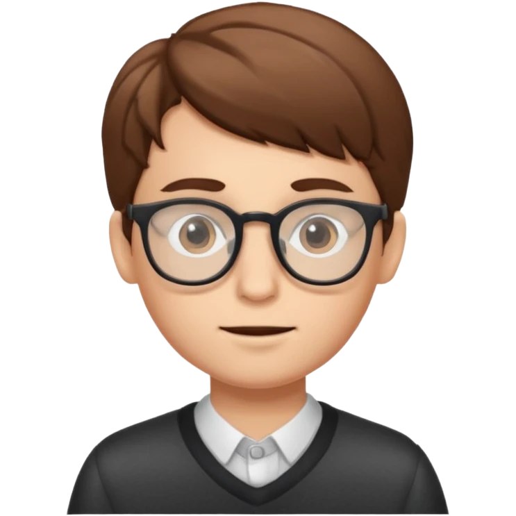 white skinned, brown haired boy with glasses  emoji