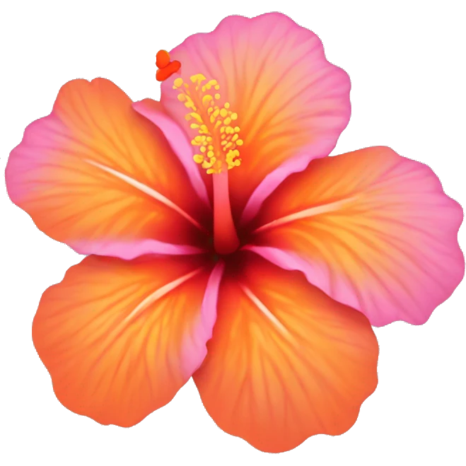 pink and orange hibiscus flower emoji