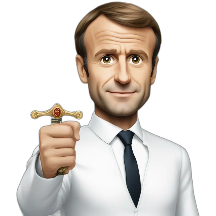 Emmanuel Macron avec une épée dans la main emoji