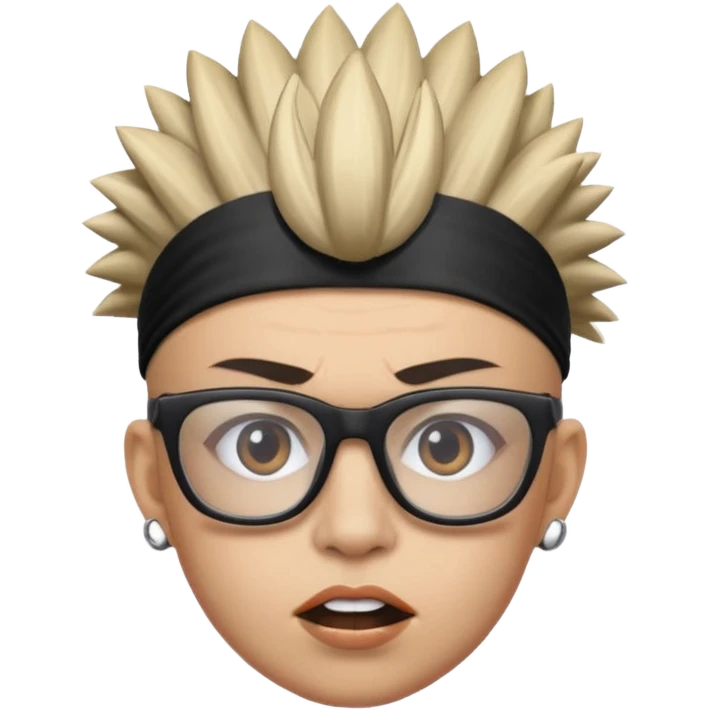 extreme mohawk person face headband glassess excessive makeup emoji