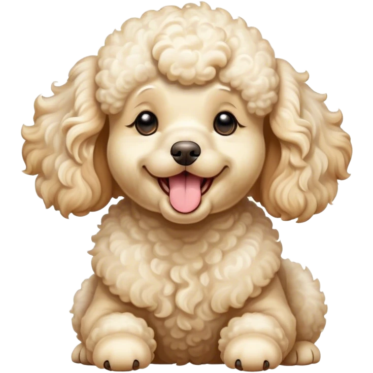 Cinematic Cute Yawning Cream Poodle Portrait Emoji, Head tilted slightly with a dramatic, wide-open yawn, displaying a soft, curly cream Fur with delicate texture, floppy ears slightly drooping, round warm eyes barely open in drowsy contentment, Simplified yet irresistibly adorable features, highly detailed, glowing with a soft, cozy glow, high shine, relaxed yet expressive, stylized with a touch of whimsy, bright and endearing, soft glowing outline, capturing the essence of a sleepy yet affectionate companion, so drowsy it feels like it could stretch right out of the screen and curl up for a nap! emoji