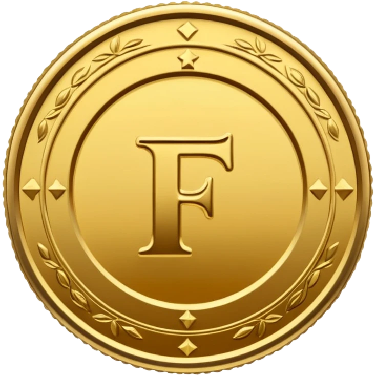 Fais une pièce d'or détailée avec l'inscription F, Fcoins emoji