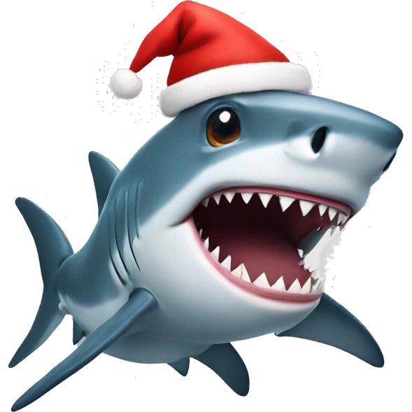 Shark with a christmas hat emoji