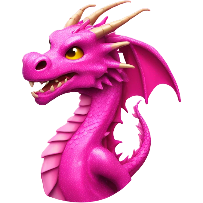 Hot pink glitter dragon breathing light pink fire  emoji