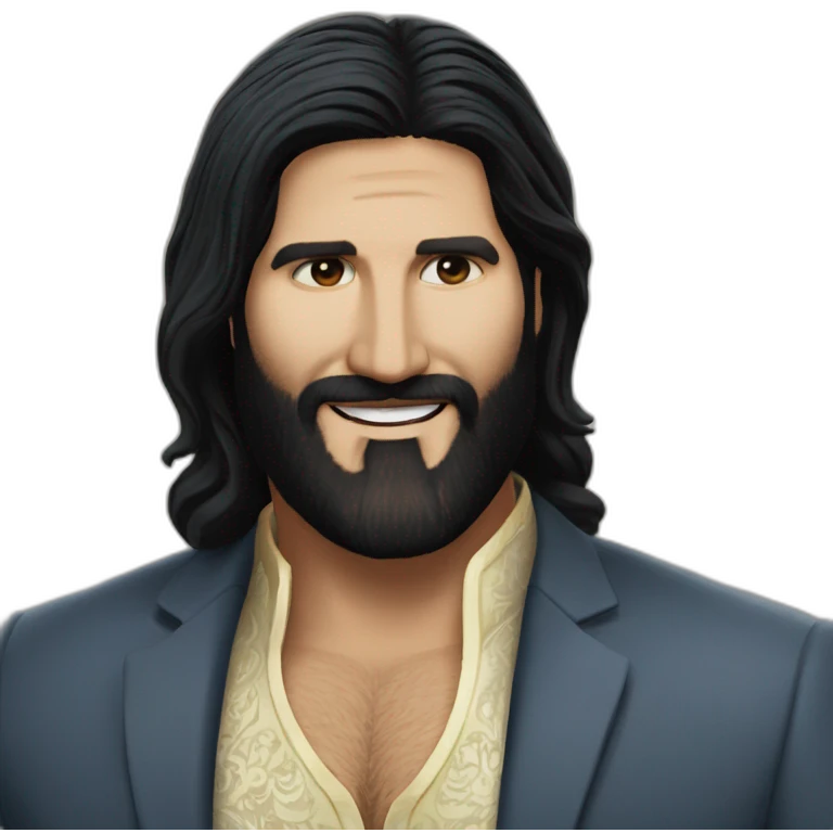 Kayvan Novak traditional clothes long hair very long beard emoji