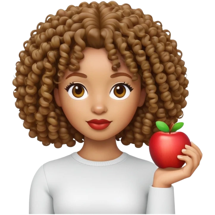 light skin Black woman with curly hair, 3D Apple Memoji style emoji