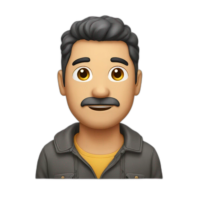 Hombre, 35 años, poco canoso, gordito emoji