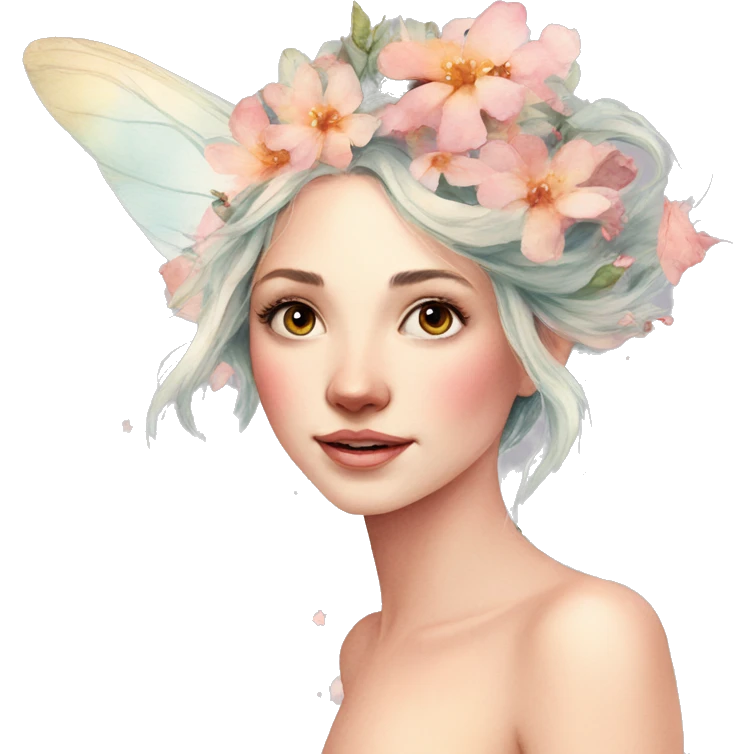 Watercolor flying fairy floral feminine  emoji