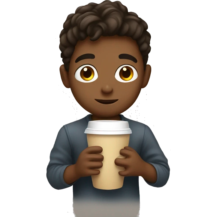 cute smart boy drinking coffee emoji
