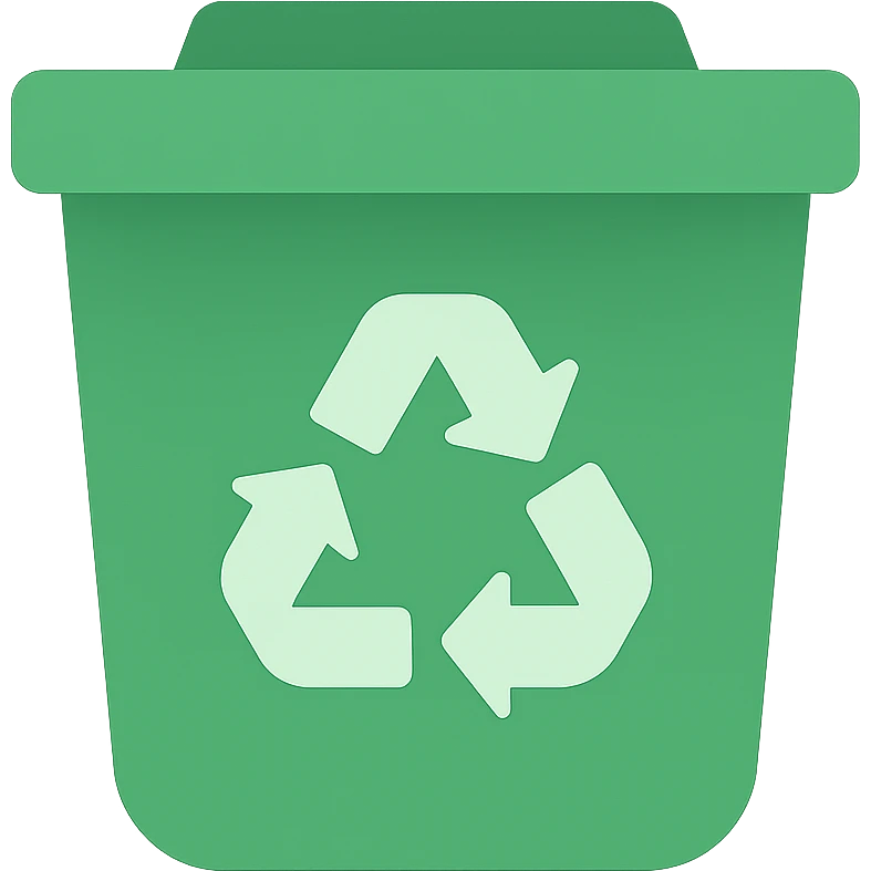 green recycling bin, simple, clear, suitable for GG emoji