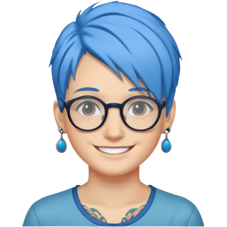 Tattooed & Blue Haired with glasse emoji