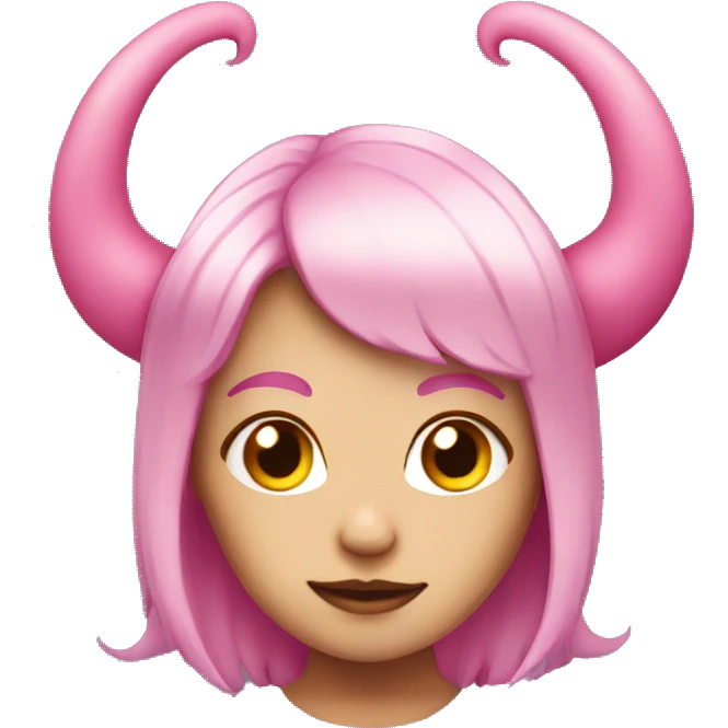 demon girl with pink hair and horns  emoji