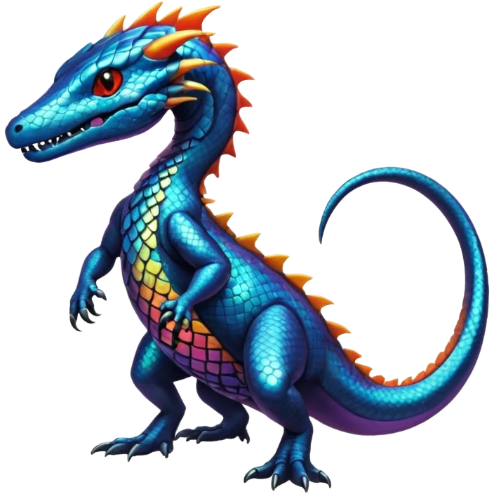 Shiny Iridescent Helioptile-Salandit-Fakémon-hybrid-creature (full body)  emoji