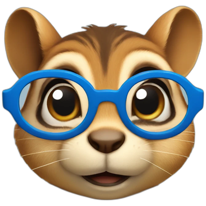 Chipmunk wearing blue round glasses and frowning emoji