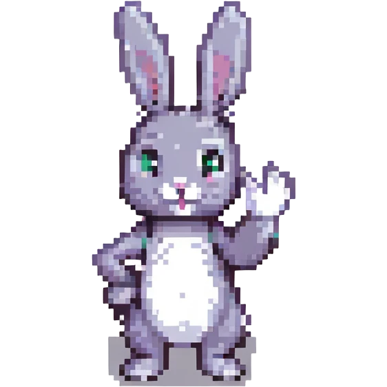 Silent Hill character emote for Twitch, pixel art style, Robbie the Rabbit waving emoji