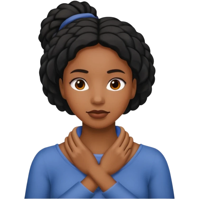 Make a emoji with a women putting her hands around her neck crisscrossed and make her black  emoji