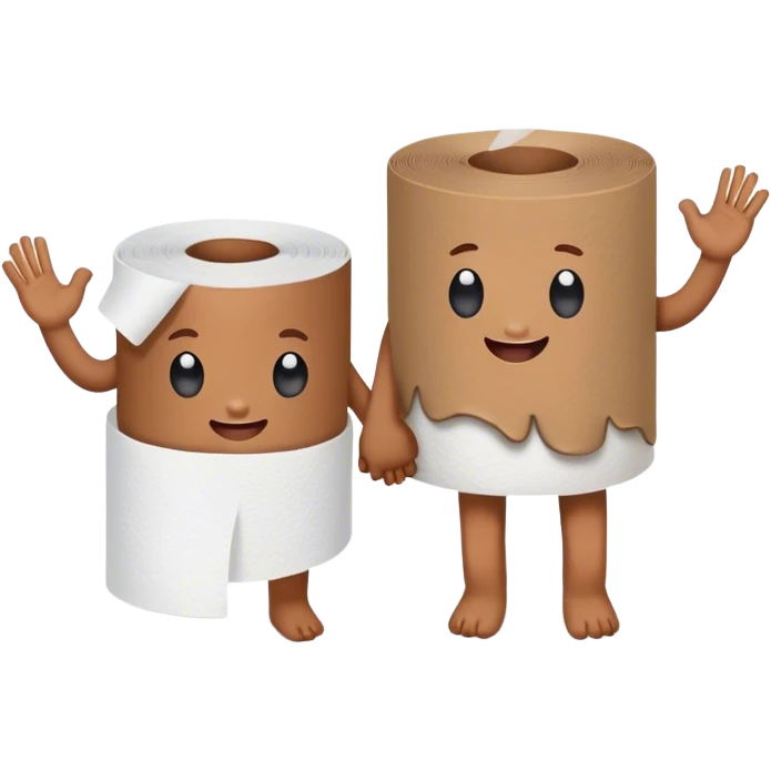 poo and white toilet paper holding hands emoji