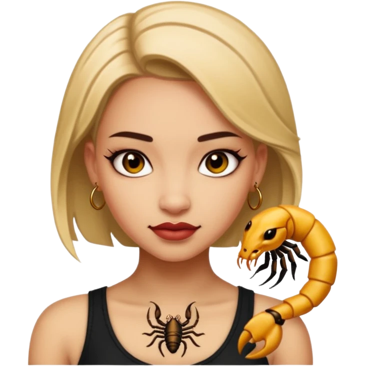 Girl with tattoo, Scorpion zodiac sign. emoji