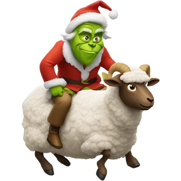 Grinch riding a sheep emoji