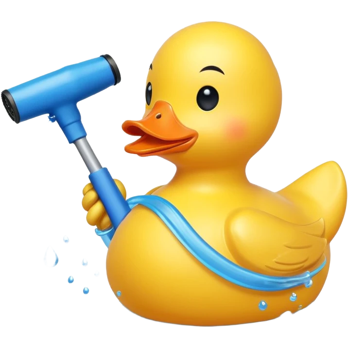 Rubber duck with a leaf blower emoji