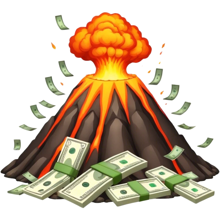 volcano errupting money emoji