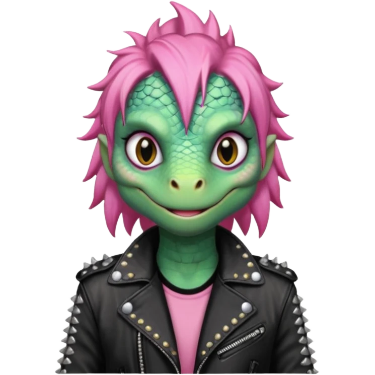 pink haired metalhead lizard emoji