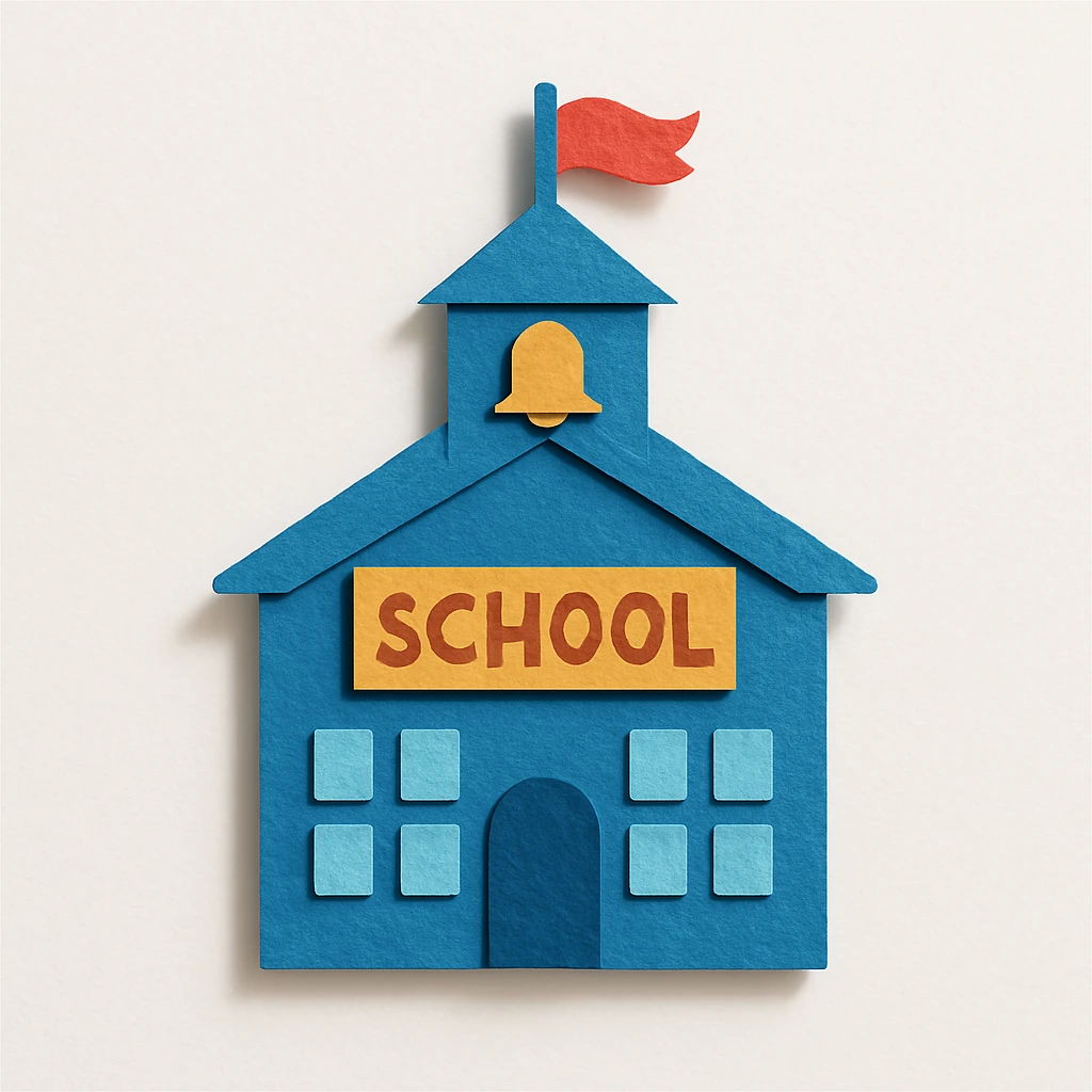 a blue school emoji