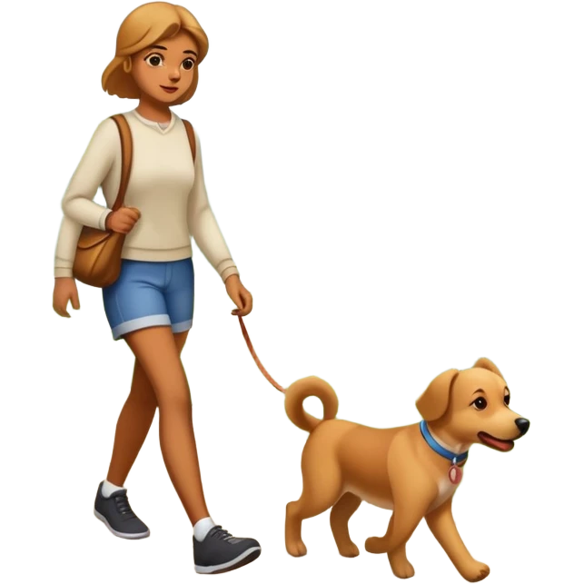 a person walking a dog in the park with a simple background emoji