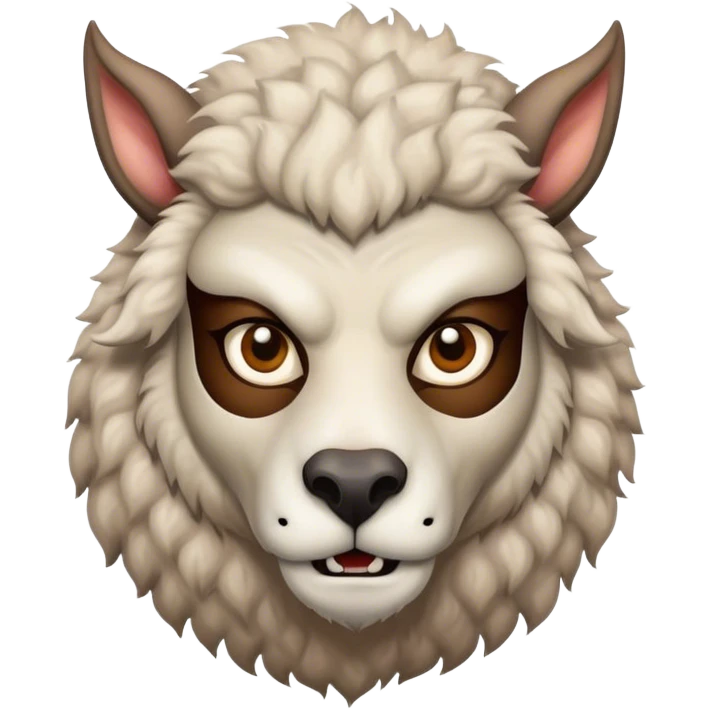 a wolf with a human body unmasking sheep emoji