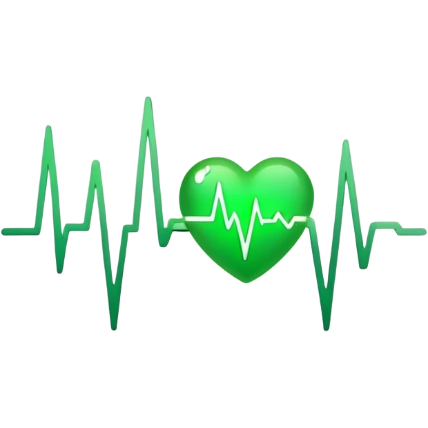 glowing green dot with ECG heartbeat line emoji