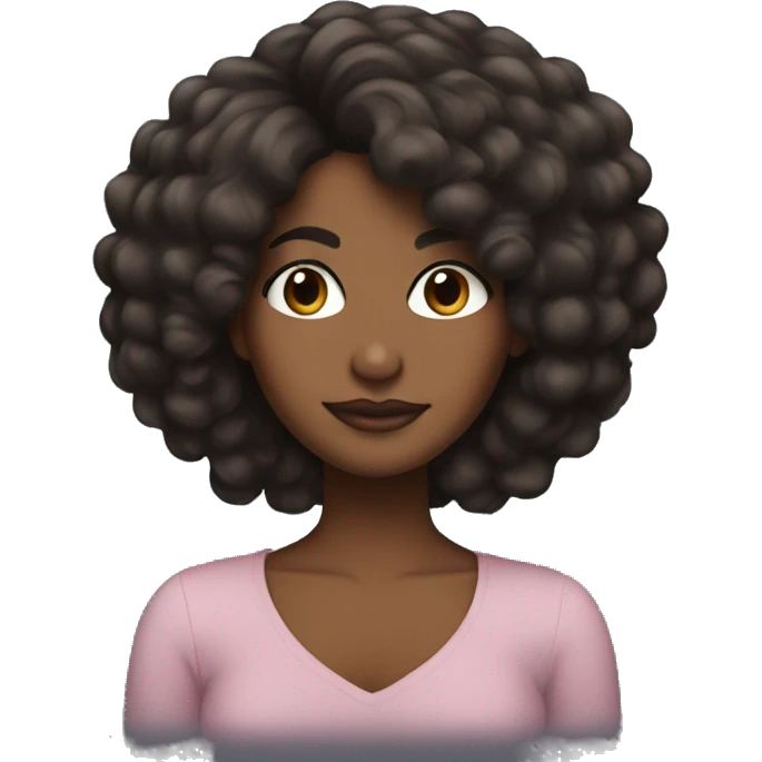 brown girl with black 4c poofy hair emoji
