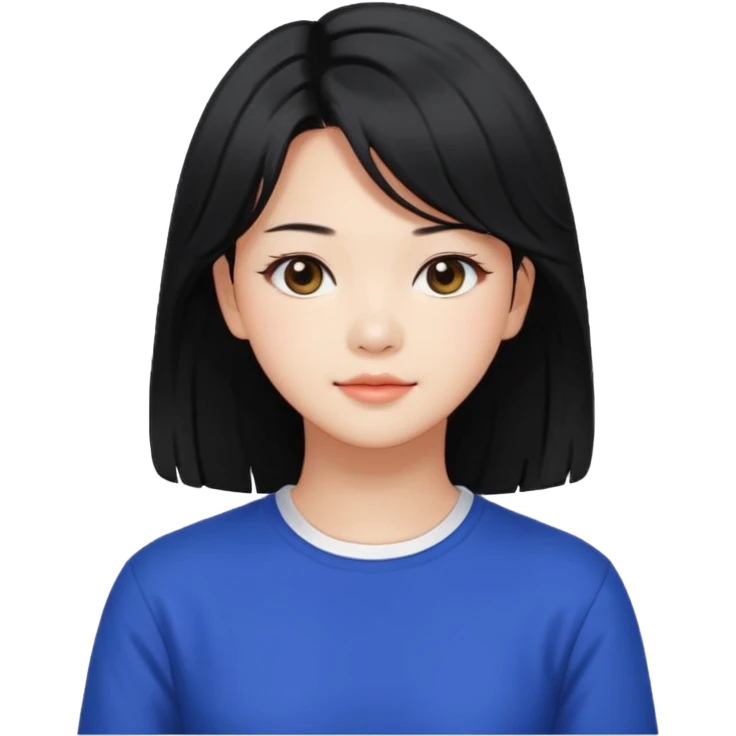 portrait emoji of Jeongyeon from TWICE, long black hair, friendly expression emoji