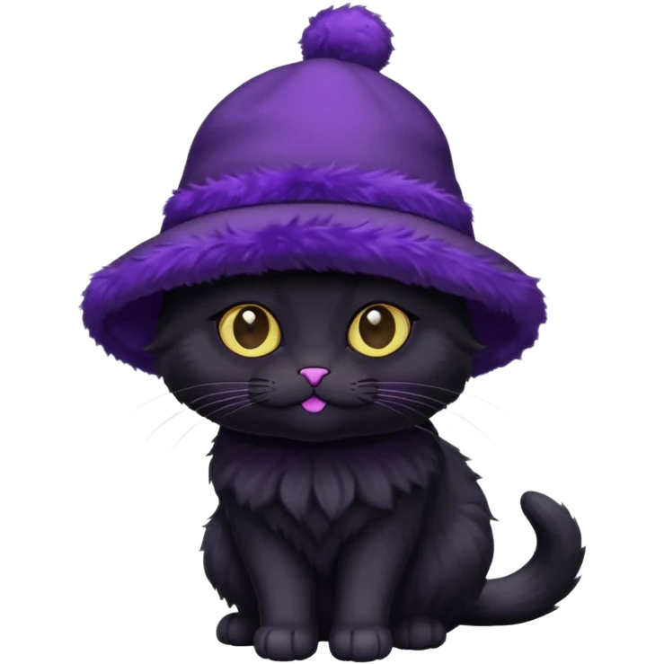 black cat with purple hat emoji
