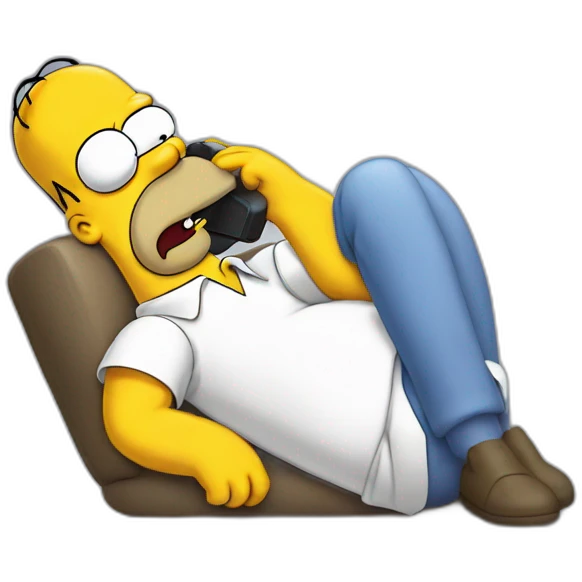Homer simpson tired with phone  emoji