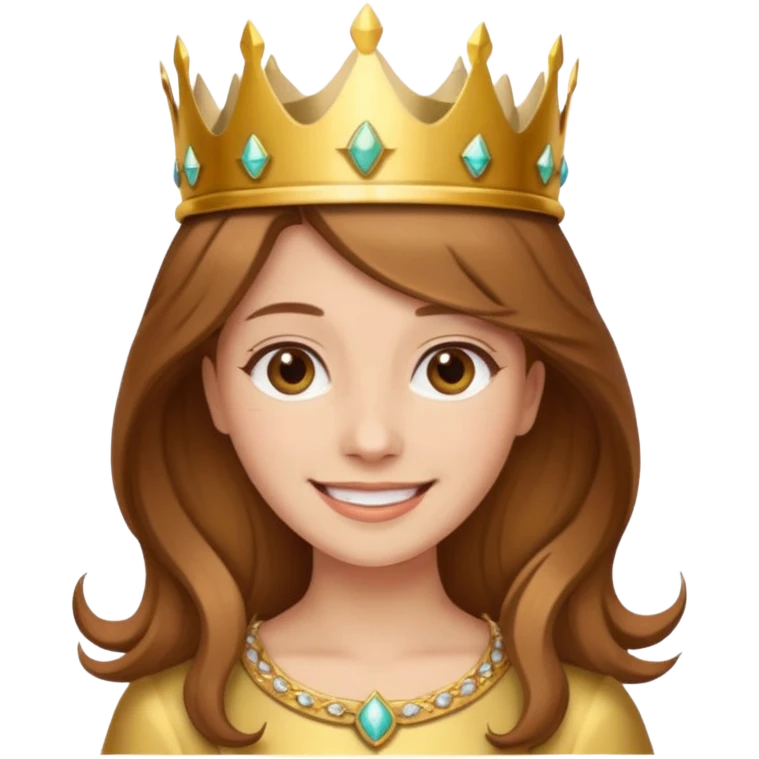Kumral kahverengi saçlı bir kadın kafasında taç emoji
