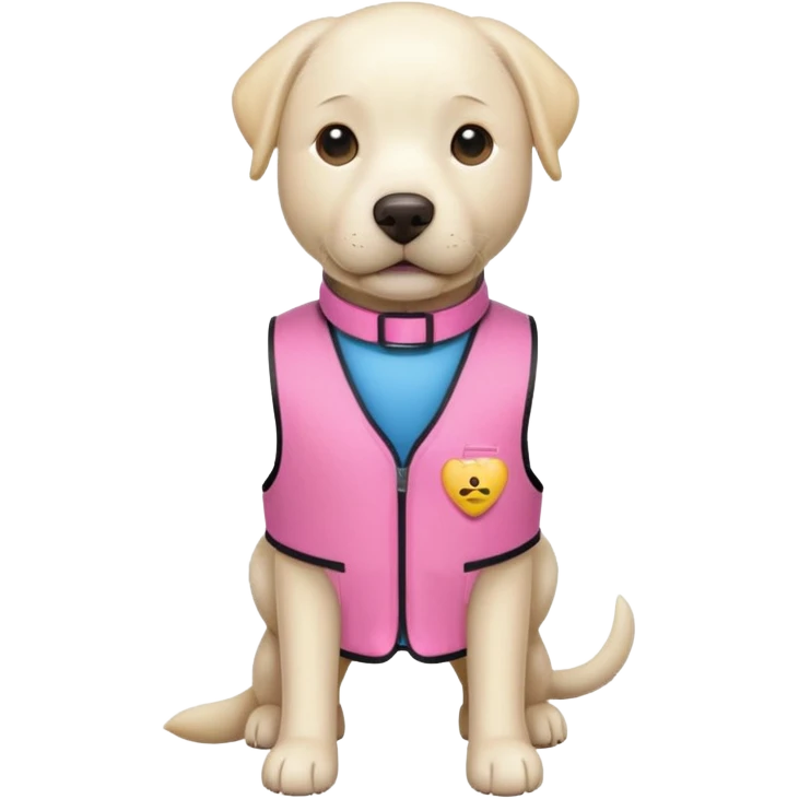 White Labrador service dog with a pink vest emoji