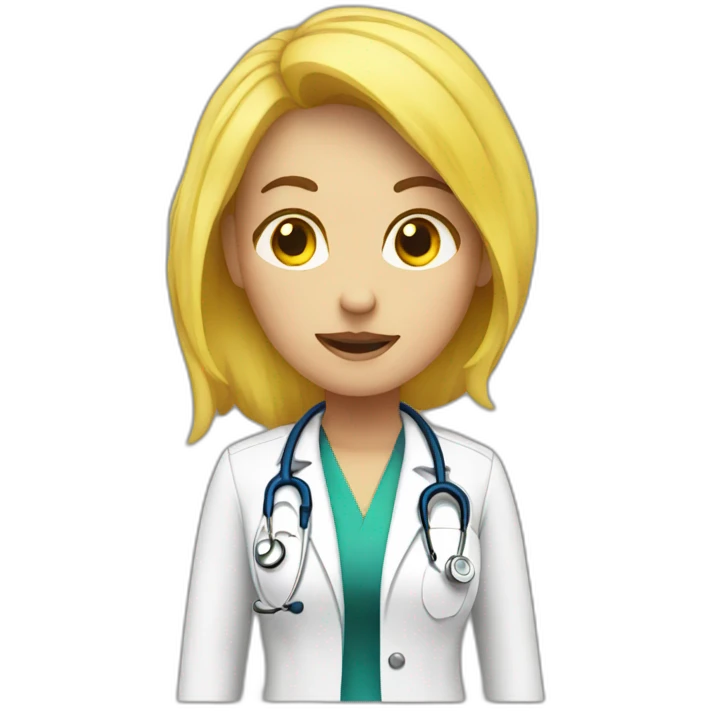 female doctor with yellow hair saying no emoji